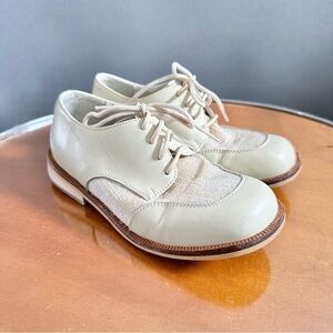 Vintage  Shoe Be Doo Children's  Cream Leather Lace-Up Shoes Boys 6.5 to 7